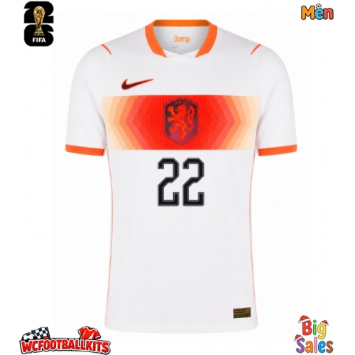 Netherlands Denzel Dumfries #22 Replica Away Stadium Shirt World Cup 2026 Short Sleeve